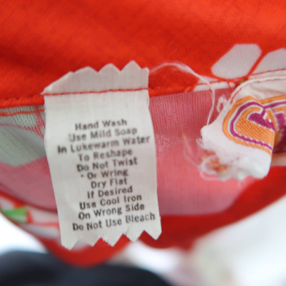 Vintage 70s red orange and white groovy floral mini shirt dress S - Picture 6 of 6